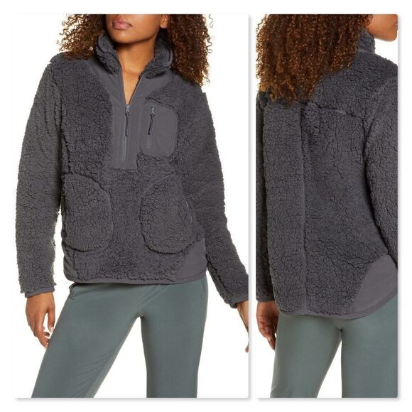 Zella Faux Shearling Pullover sz XL in Grey Forged - Picture 1 of 13